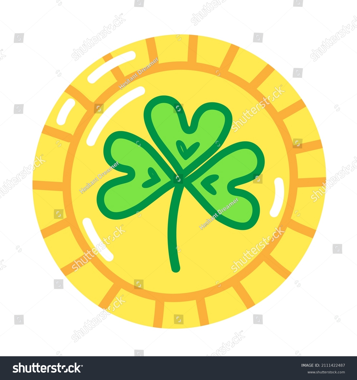 Cute Illustration Lucky Gold Coin St Stock Illustration 2111422487 ...