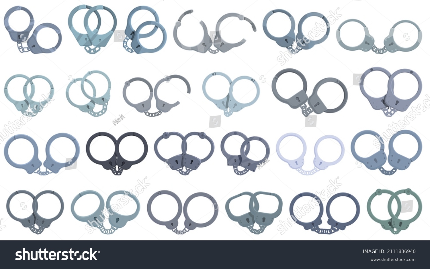 Handcuffs Icons Set Cartoon Vector Jail Stock Vector (Royalty Free ...