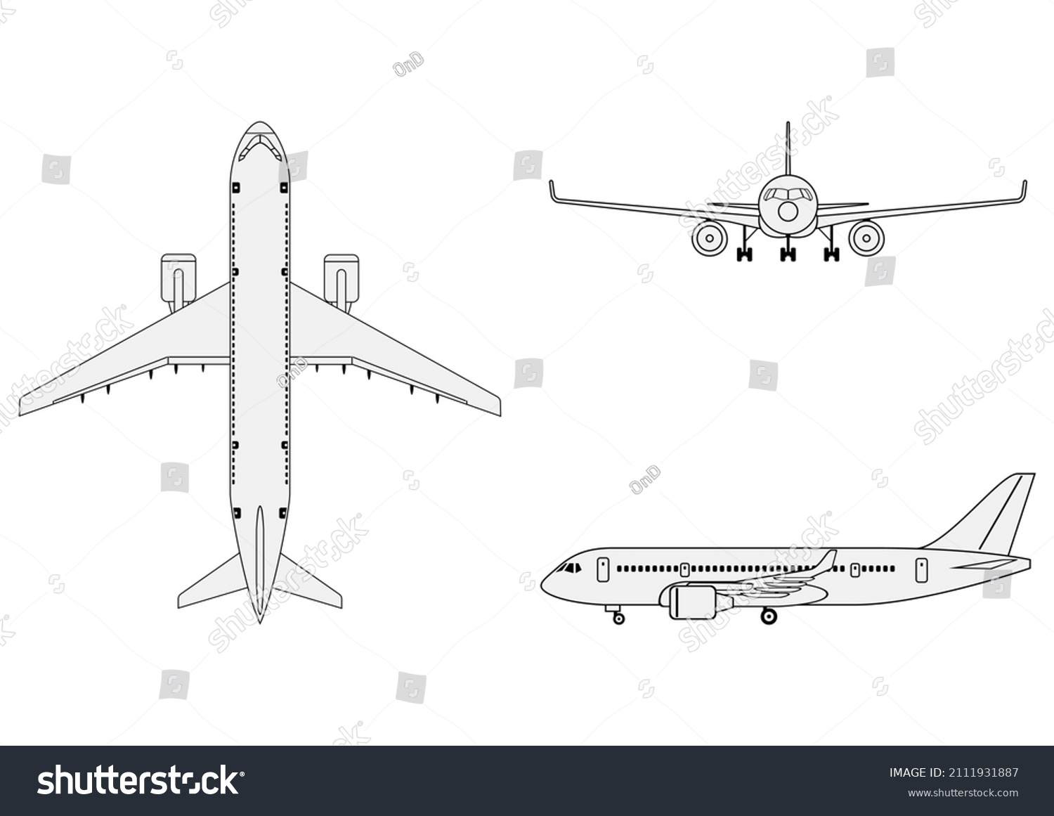 Airplane Silhouette Icon Set Vector Illustration Stock Vector (Royalty ...