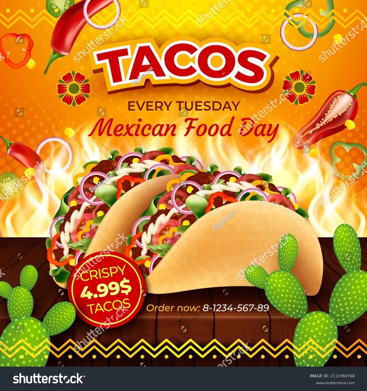 Realistic Detailed 3d Tacos Mexican Food Stock Vector (royalty Free 