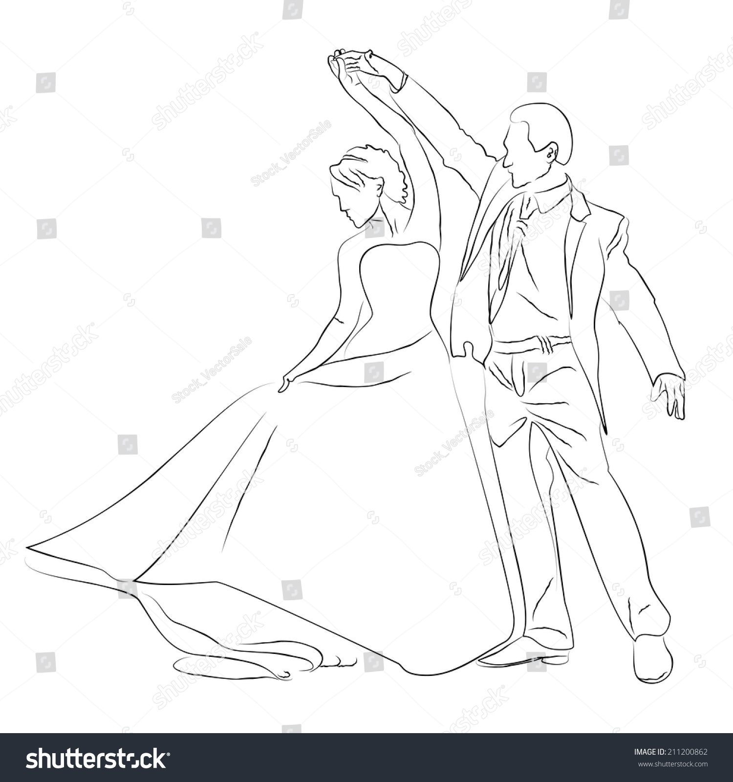 Контуры танцующей пары на балу