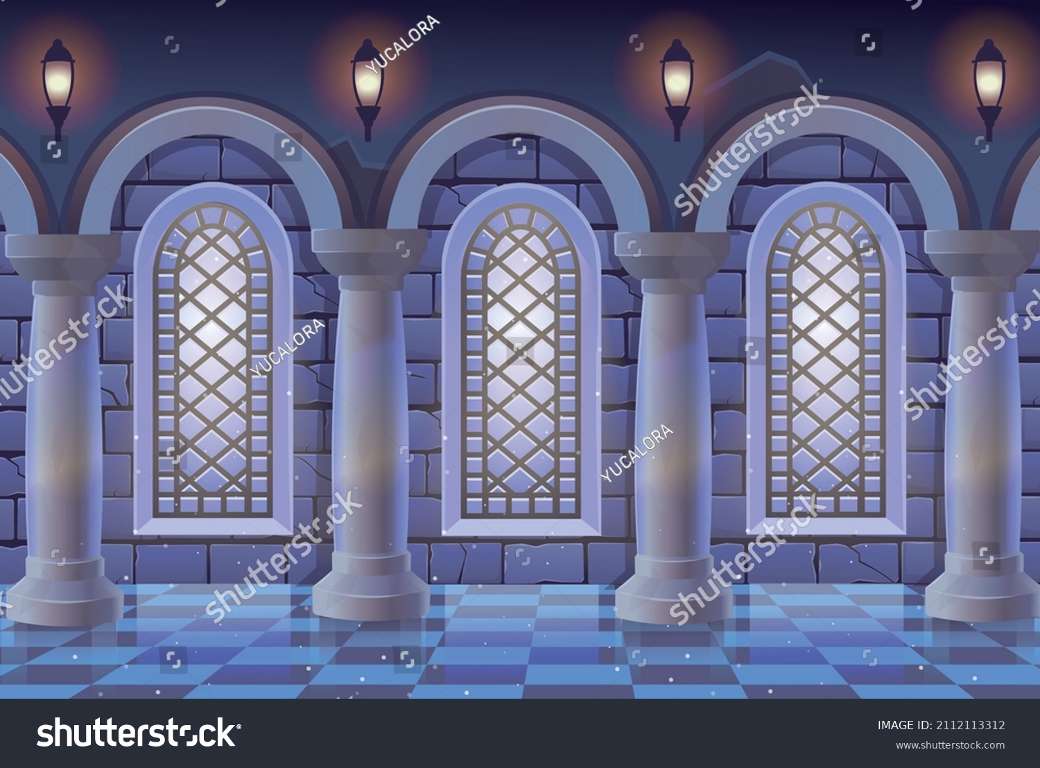 Medieval Castle Room Stained Glass Windows Stock Vector (Royalty Free ...