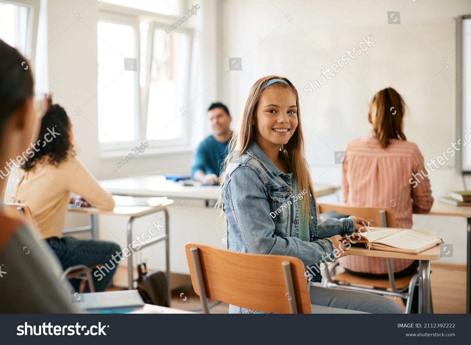 Happy High School Student Sitting On Stock Photo 2112392222 