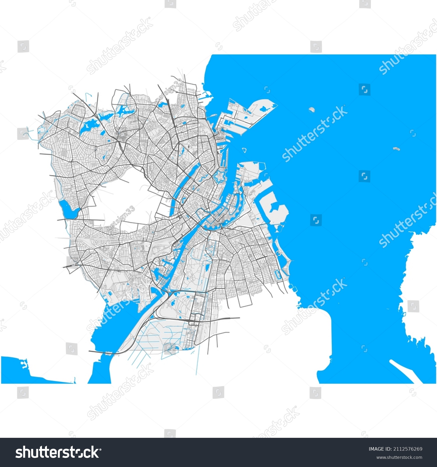 Copenhagen Denmark High Resolution Vector Map Stock Vector (Royalty ...