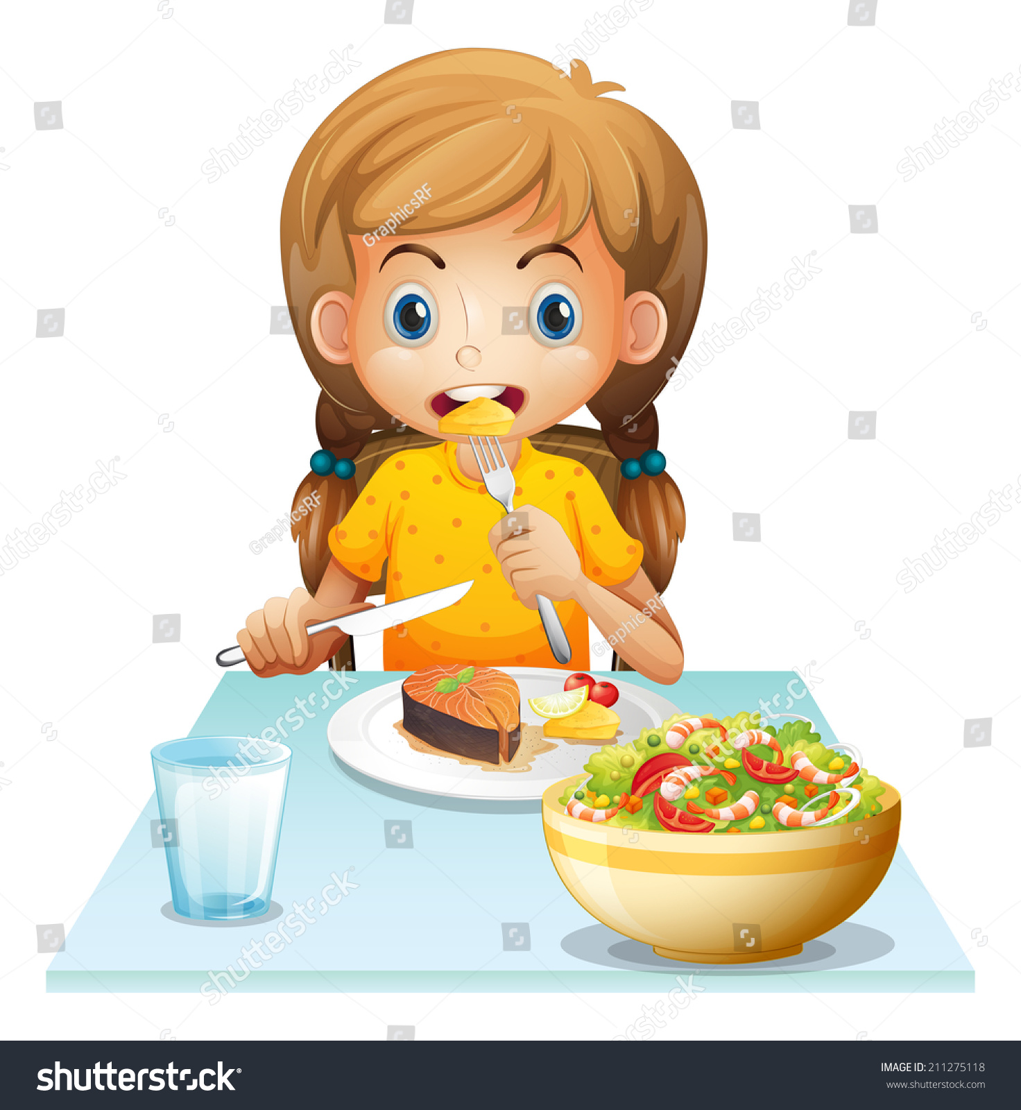 Девочка завтракает для детей
