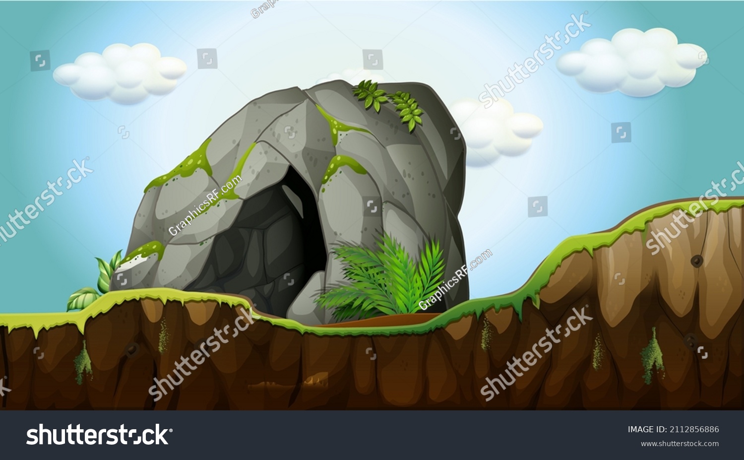 Empty Nature Scene Stone Cave Illustration Stock Vector (Royalty Free ...