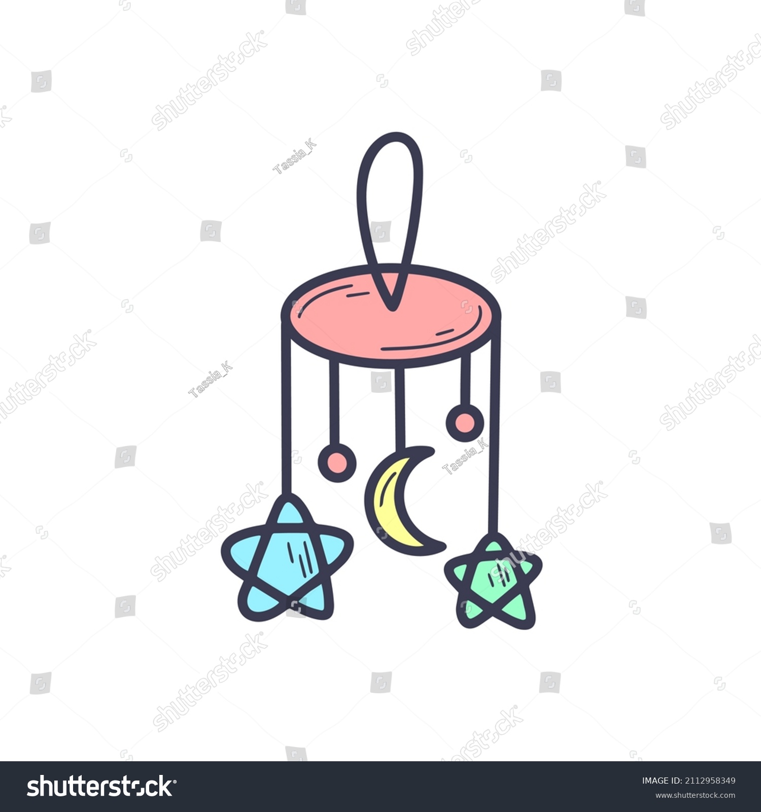 Baby Crib Carousel Mobile Doodle Style Stock Vector (Royalty Free ...