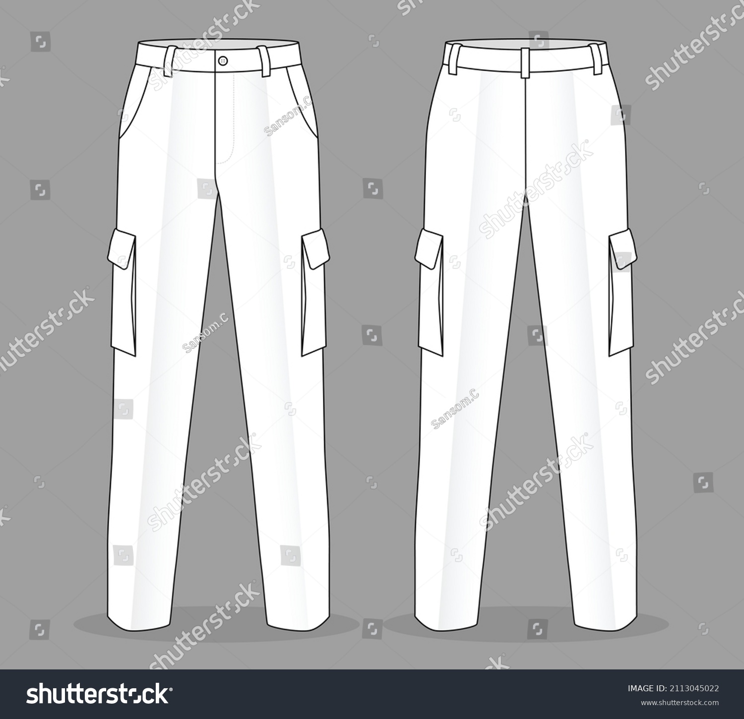 White Factory Uniform Pants Template On Stock Vector (Royalty Free ...