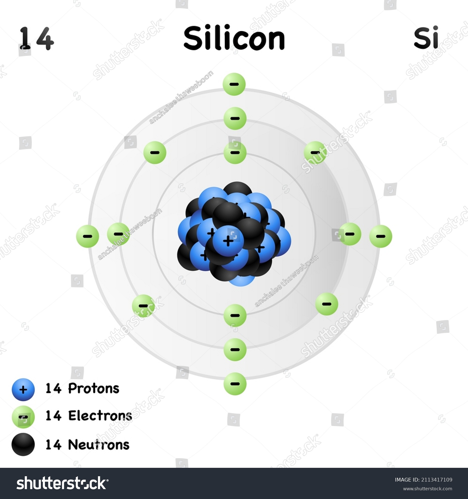 Silicon Element Symbol Si Atomic Number Stock Vector (Royalty Free ...