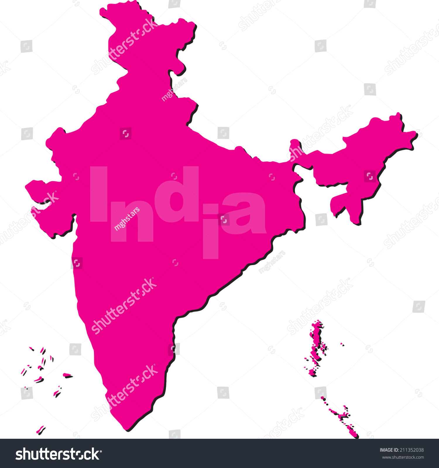 India Map Stock Vector Royalty Free 211352038 Shutterstock