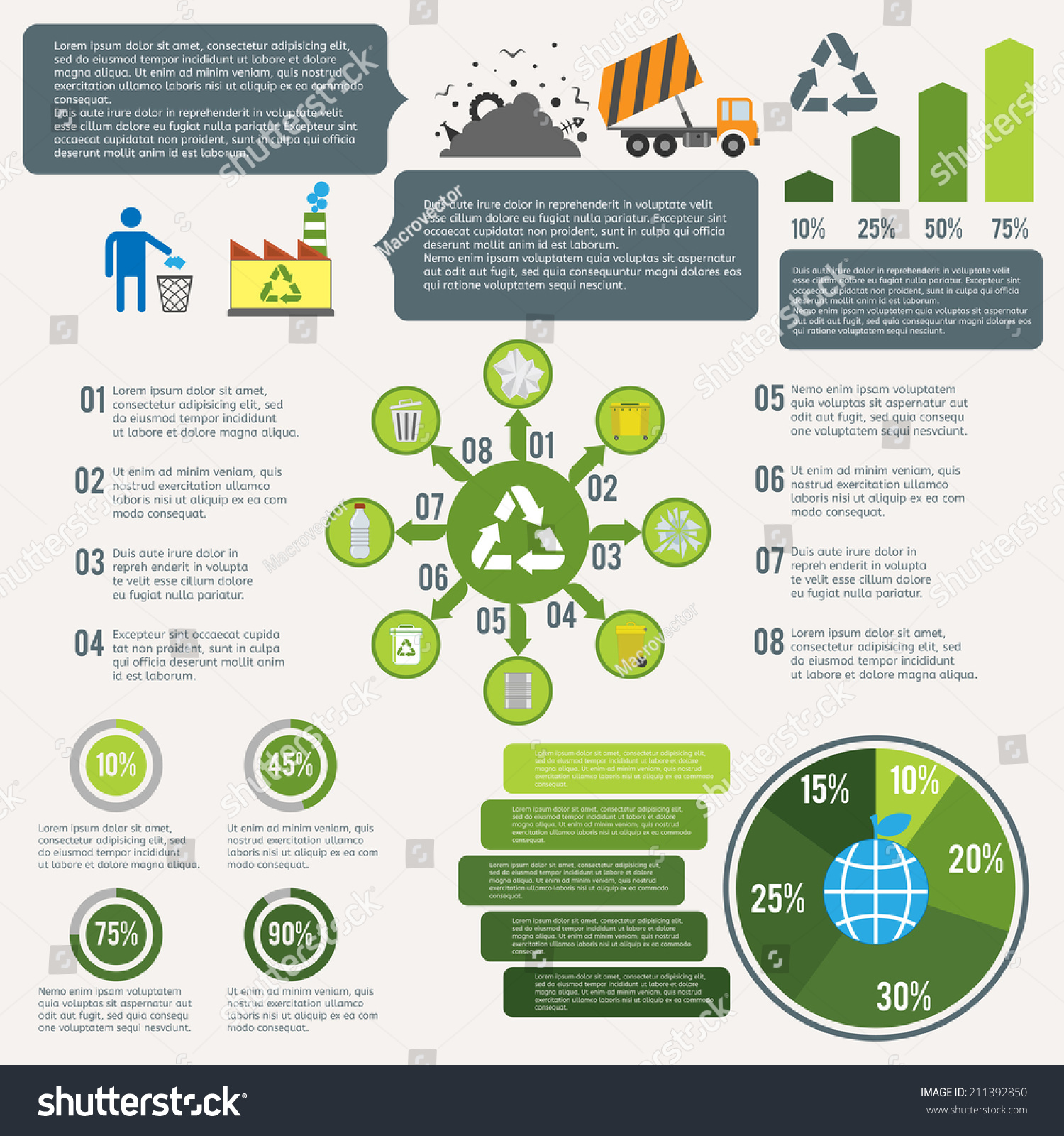 Garbage Recycling Infographic Elements Set Cleaning Stock Vector ...