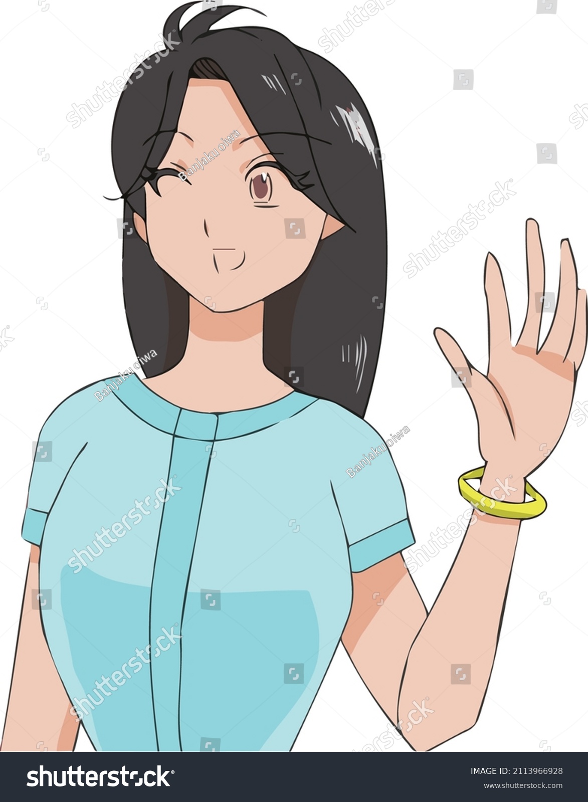 Blackhaired Longhaired Female Talking Cartoon Stock Vector Royalty Free 2113966928 Shutterstock