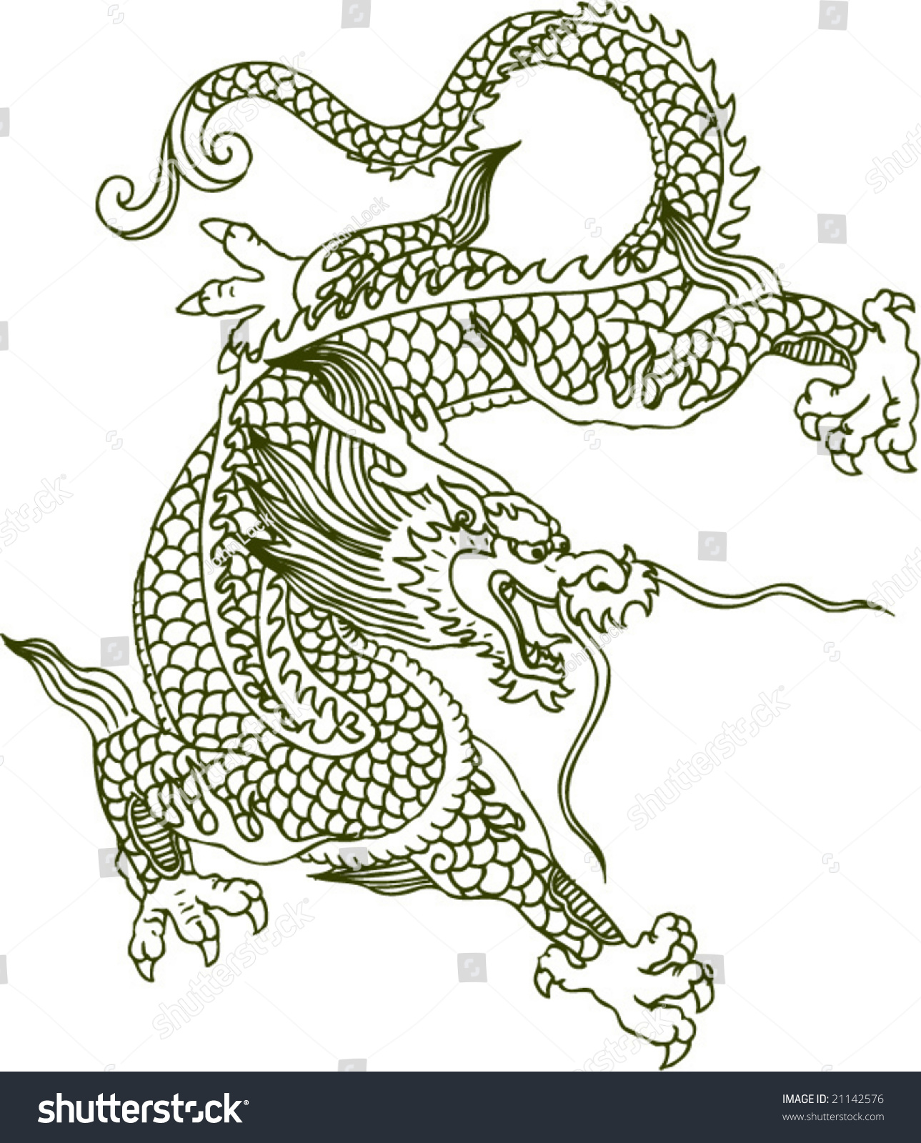 Vector Ancient Traditional Chinese Dragon Pattern Stock Vector (Royalty ...