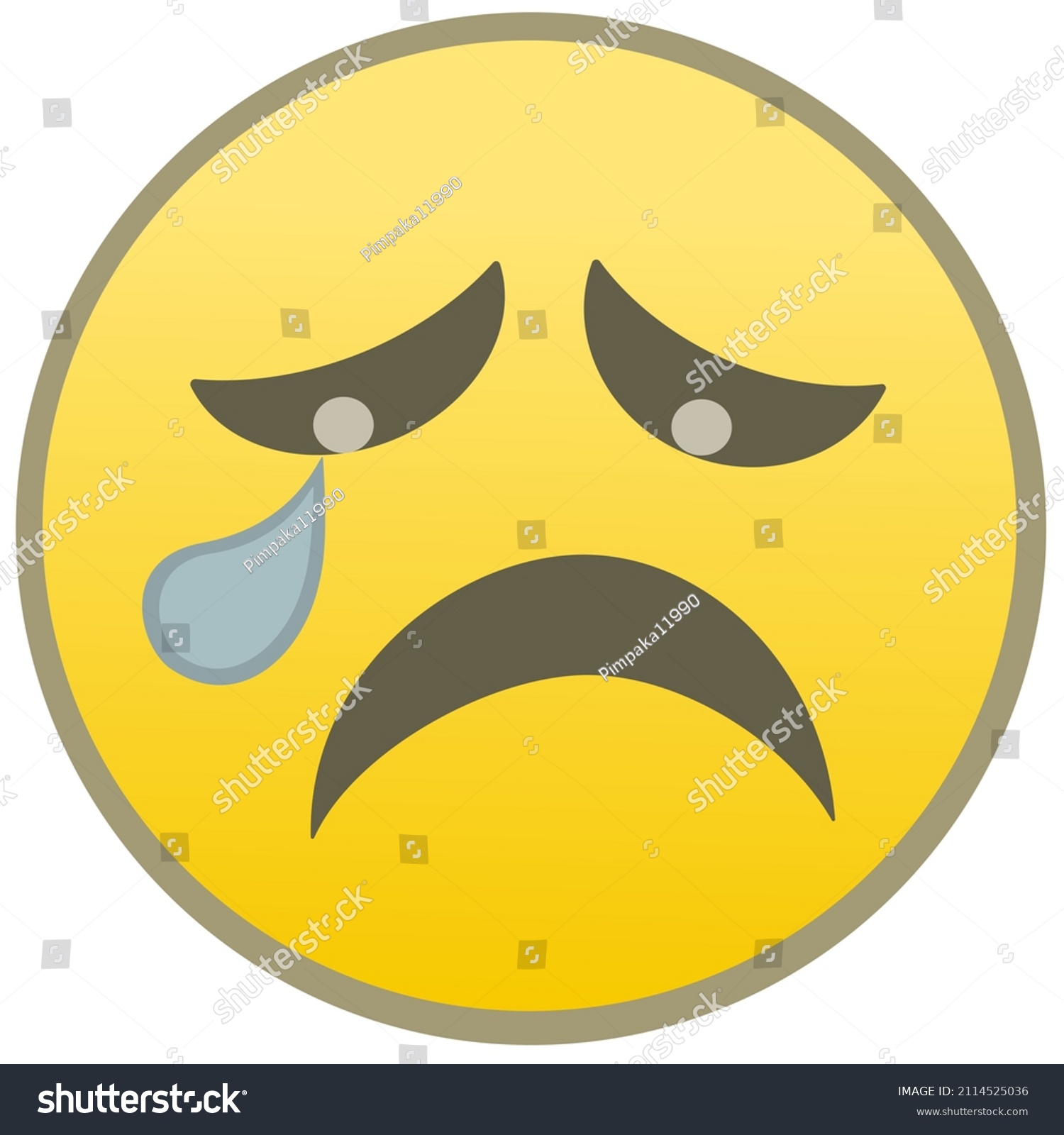 Simple Flat Draw Crying Emoji Vector Stock Vector (Royalty Free ...