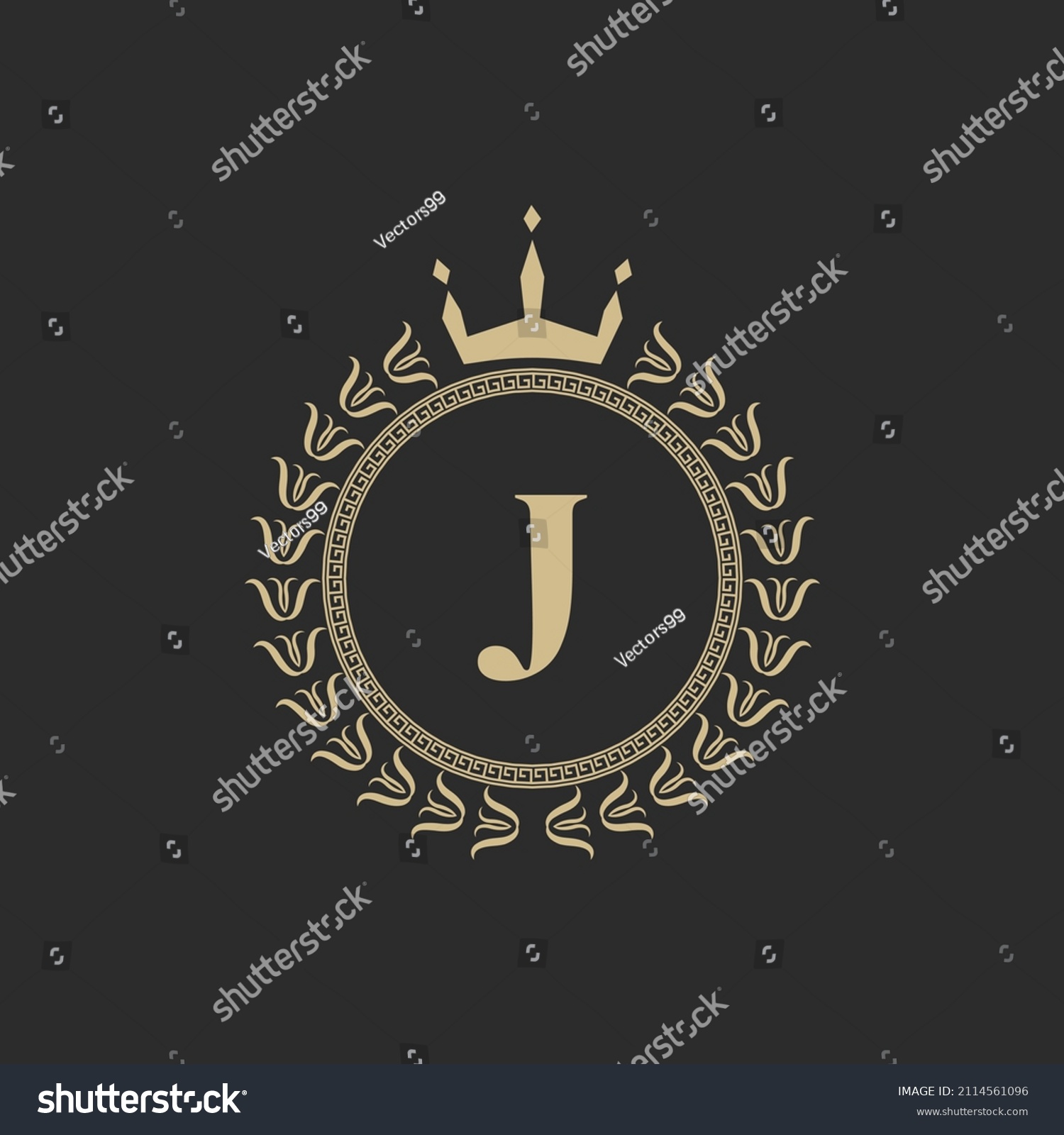 Initial Letter J Heraldic Royal Frame Stock Vector (Royalty Free ...