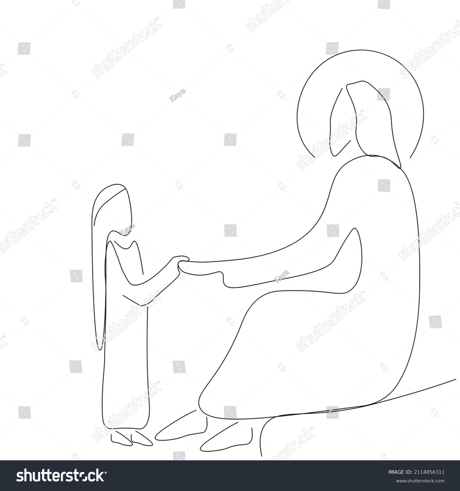 Jesus Christ People Line Drawing Vector Stock Vector (Royalty Free ...