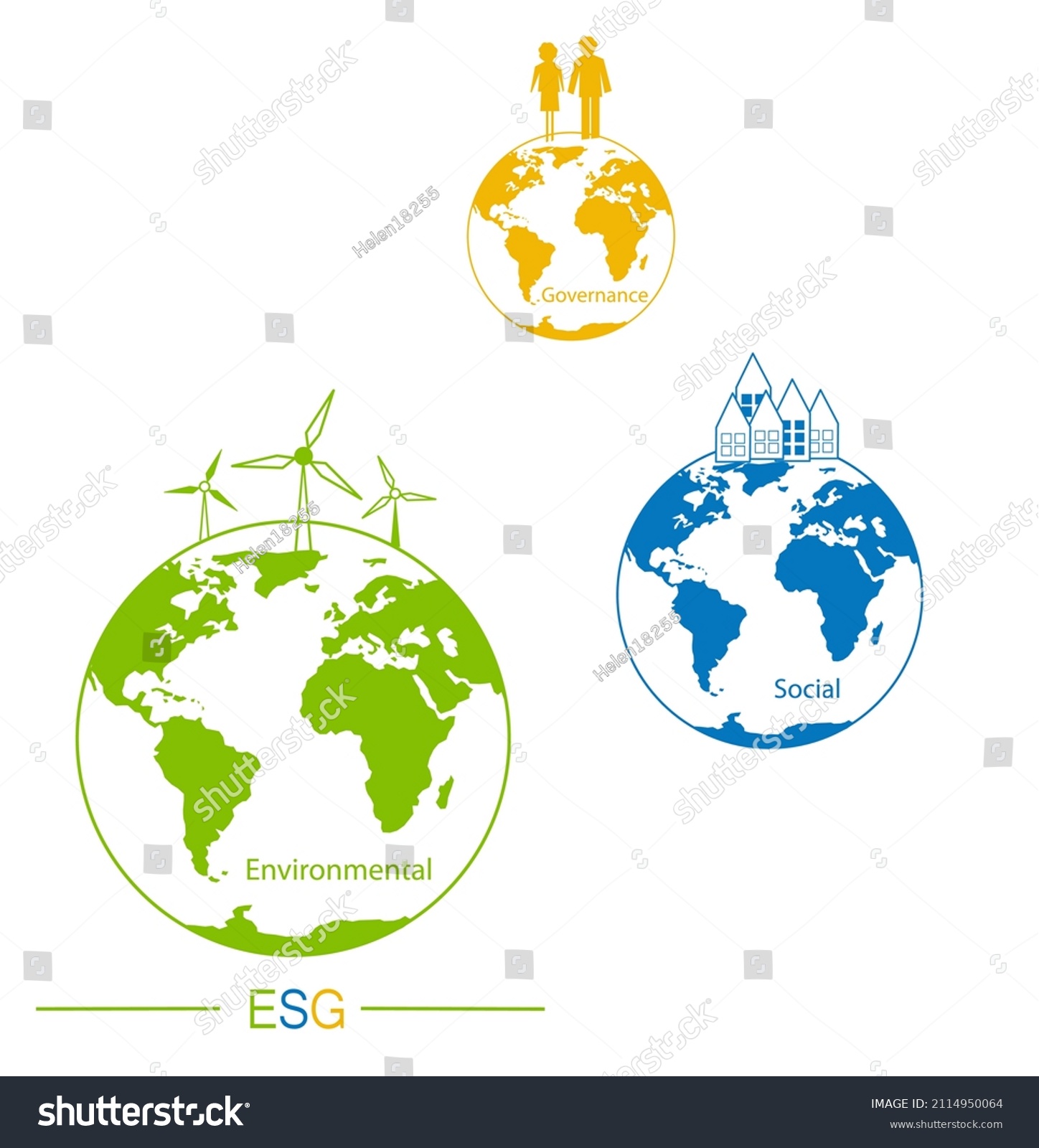 Esg Concept Environmental Social Governance Sustainable Stock Vector ...