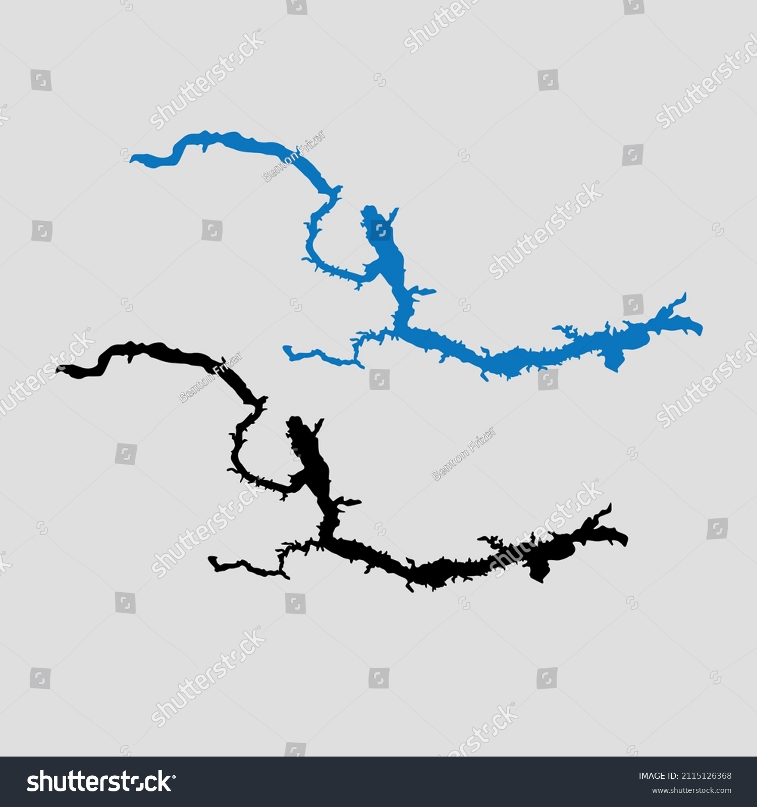Lake Sakakawea Map Reservoir Usa Stock Vector