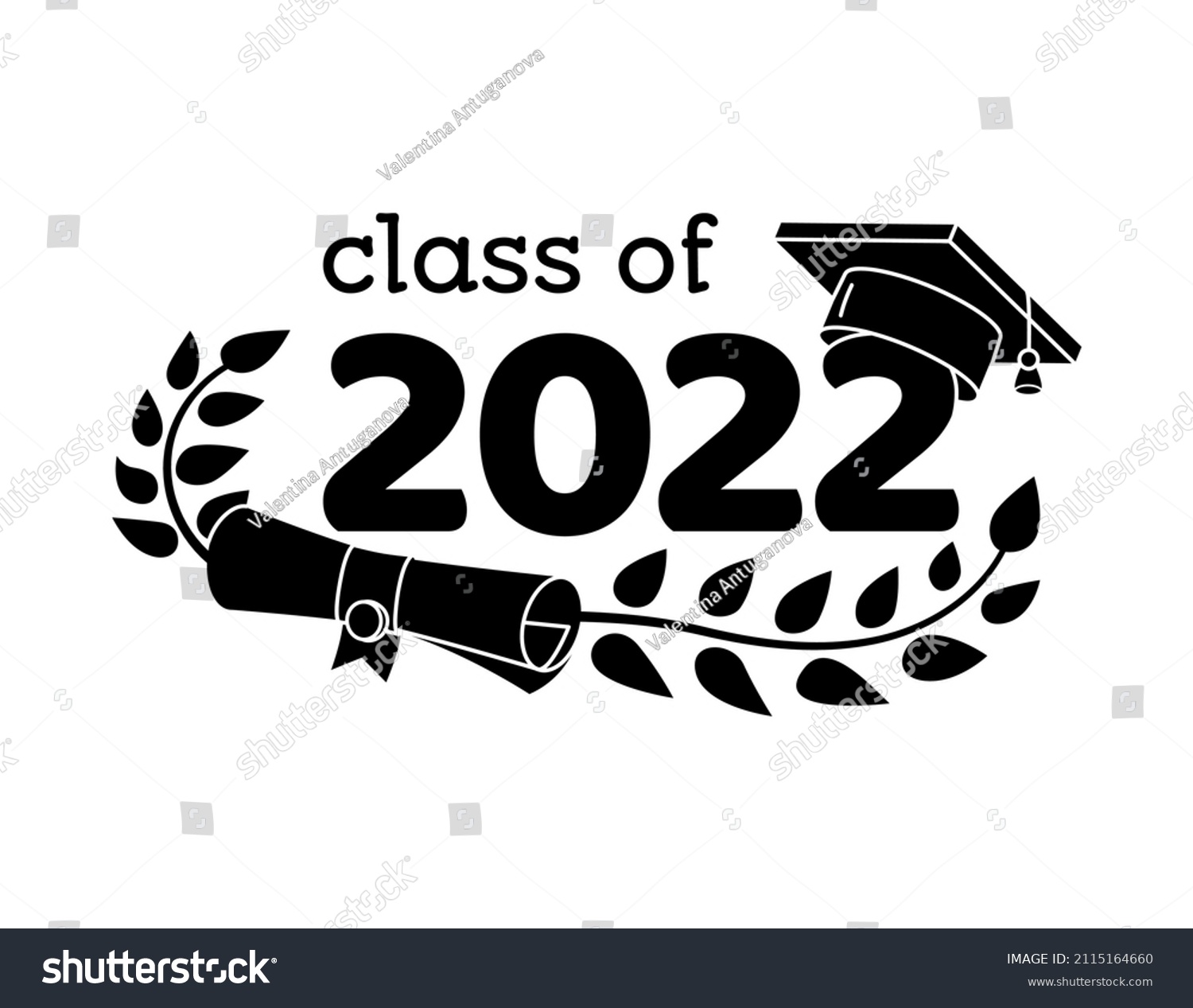 Class 2022 Graduation Cap Black Color Stock Vector (Royalty Free ...