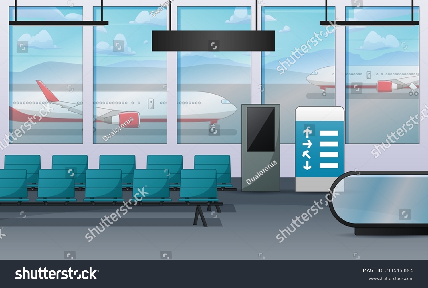 Airport Interior Waiting Hall Departure Lounge Stock Vector (Royalty ...