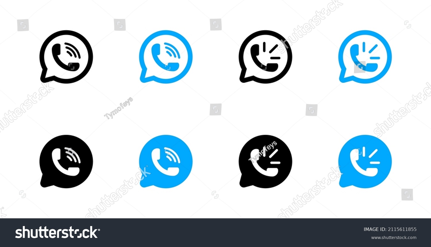 Phone Call Icon Set On White Stock Vector (Royalty Free) 2115611855