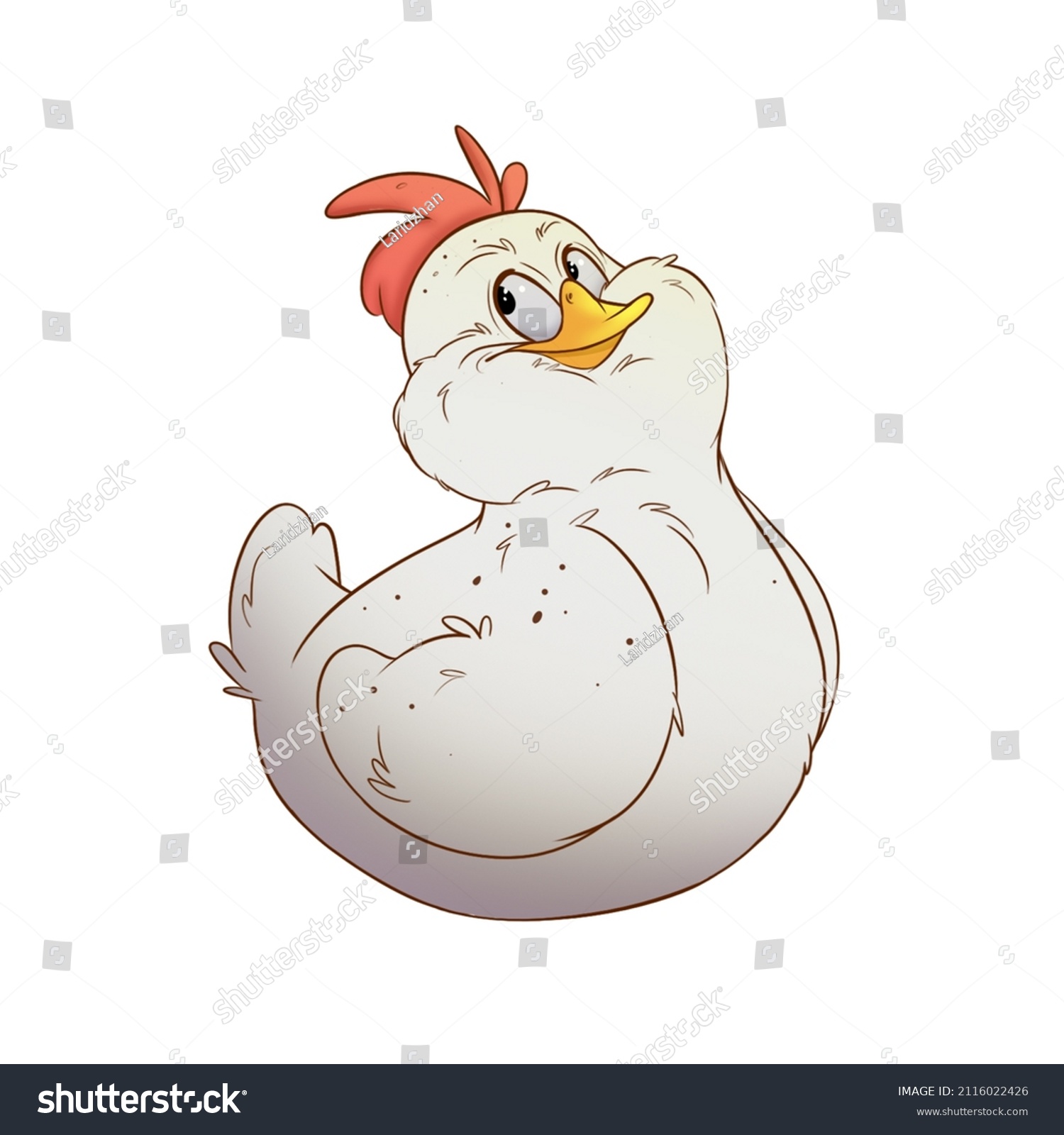 Cute White Chicken Cartoon Style Stock Illustration 2116022426 ...