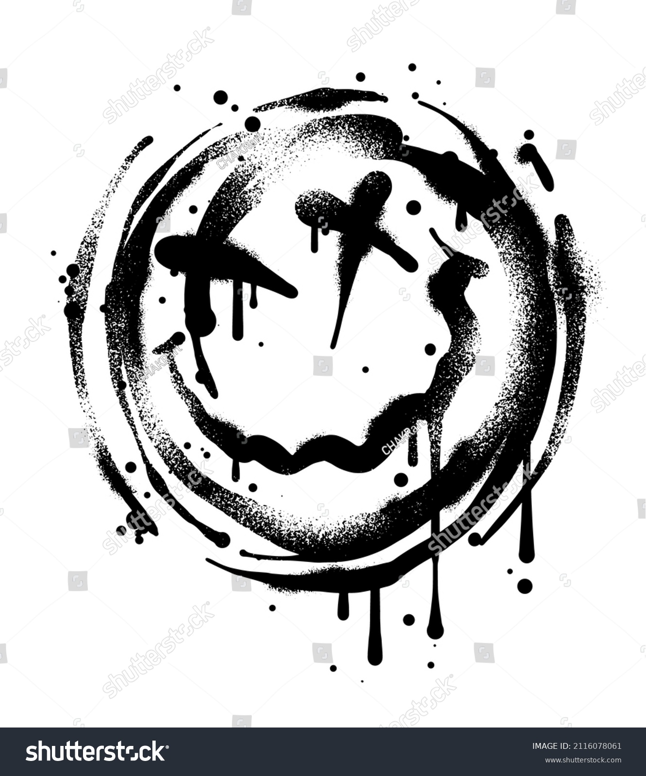 Grunge Hand Drawn Happy Emoji Spray Stock Vector (Royalty Free ...