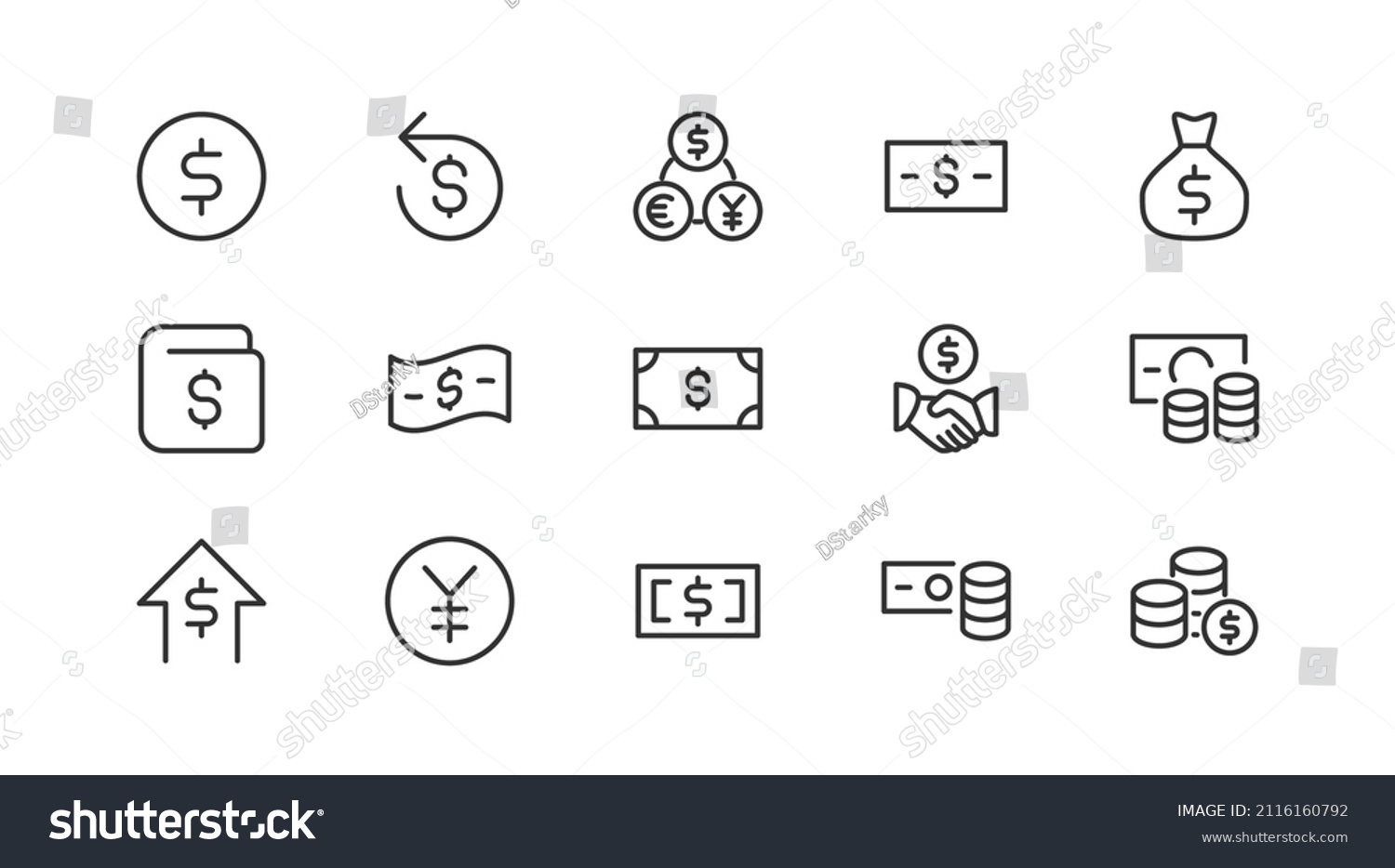 Line Stroke Set Money Icons Premium Stock Vector (Royalty Free ...