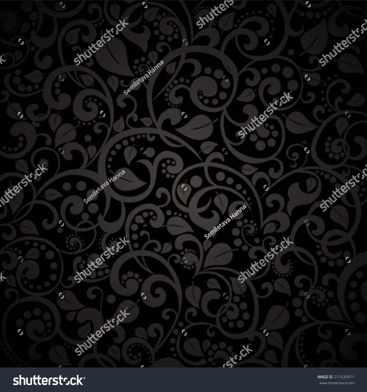 Vintage Black Background Leaves Vector Illustration Stock Vector