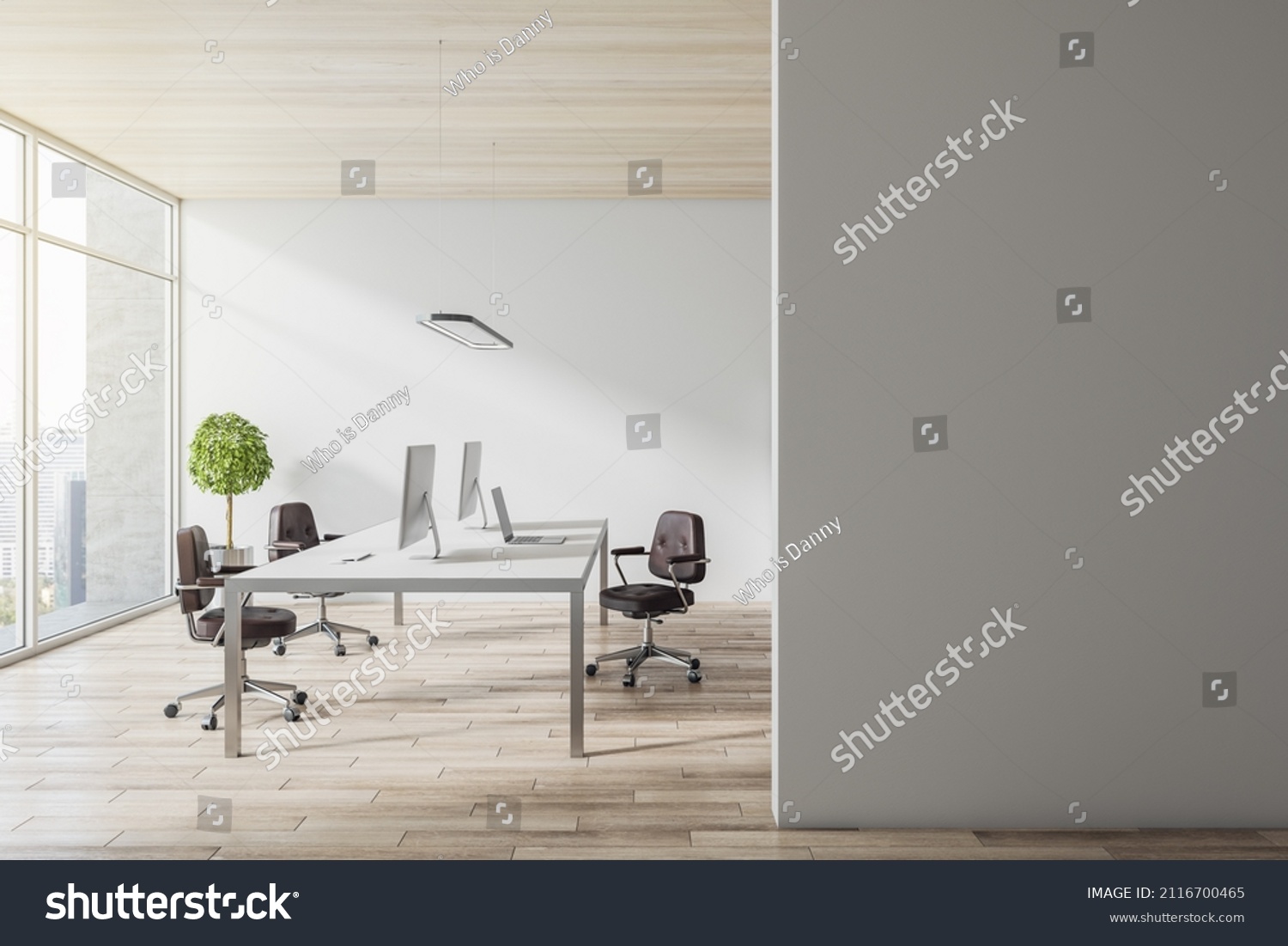 Modern Concrete Office Interior Empty White Stock Illustration ...