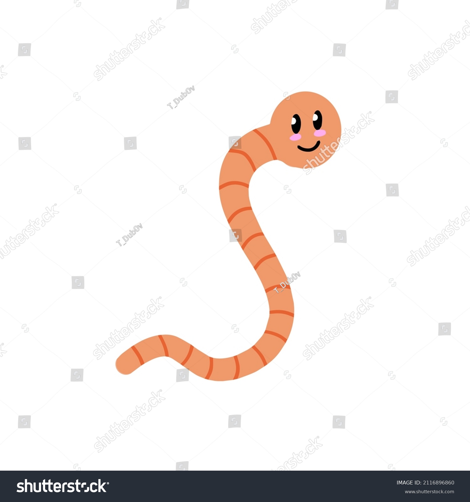 Cute Cartoon Smiling Worm Little Pink Stock Vector (Royalty Free ...