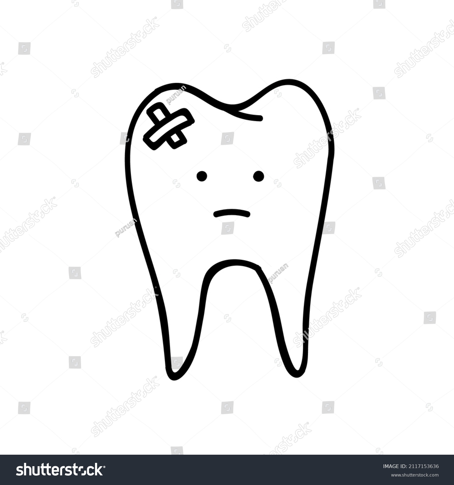 Tooth Bandage Icon Hand Drawn Vector Stock Vector (Royalty Free ...