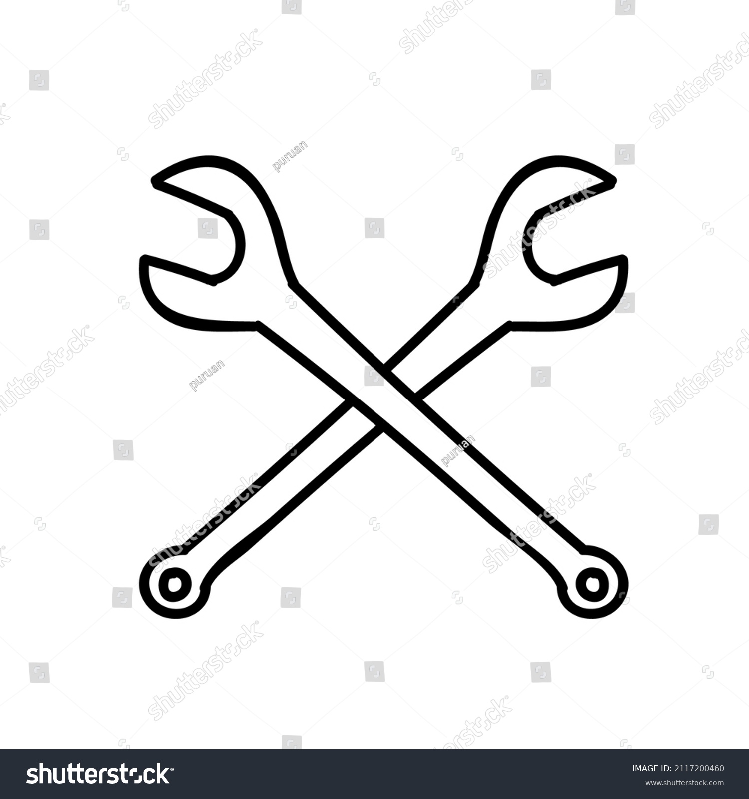 Wrenches Icon Black White Vector Illustration Stock Vector (Royalty ...