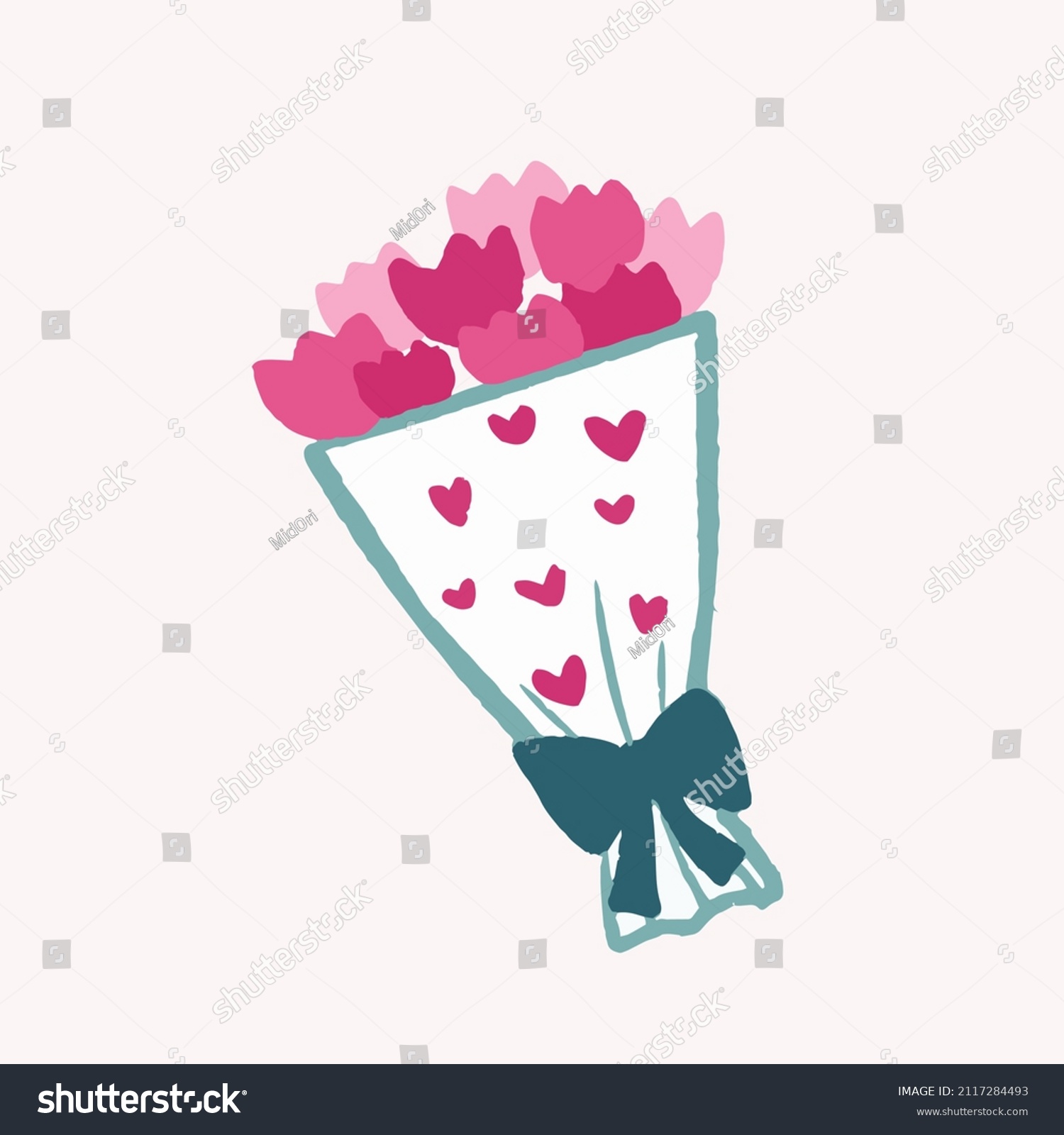 Illustration Hand Drawn Isolated Bouquet Flowers Stock Vector (Royalty ...