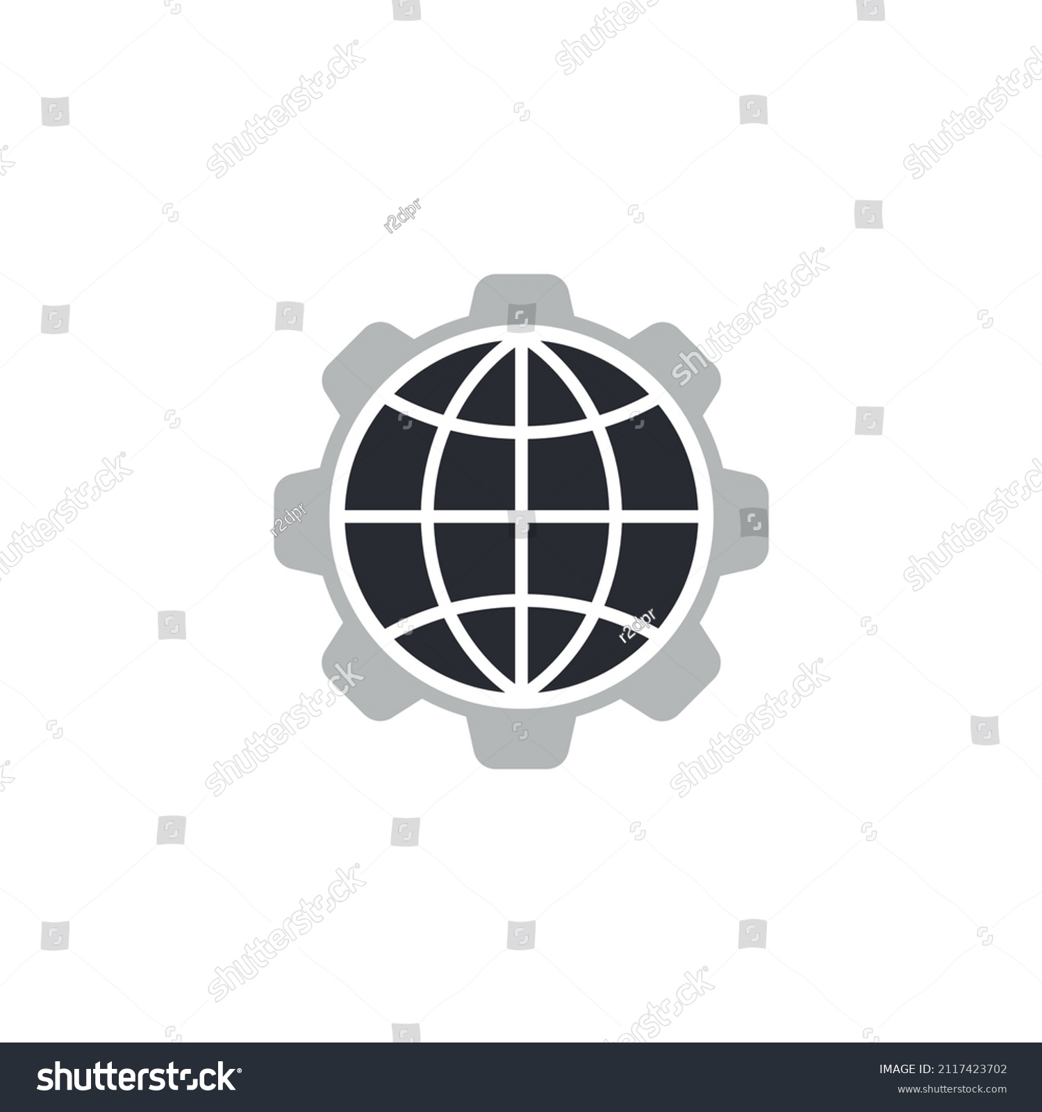 Gear Icon World Service Crewing Sign Stock Vector (Royalty Free ...