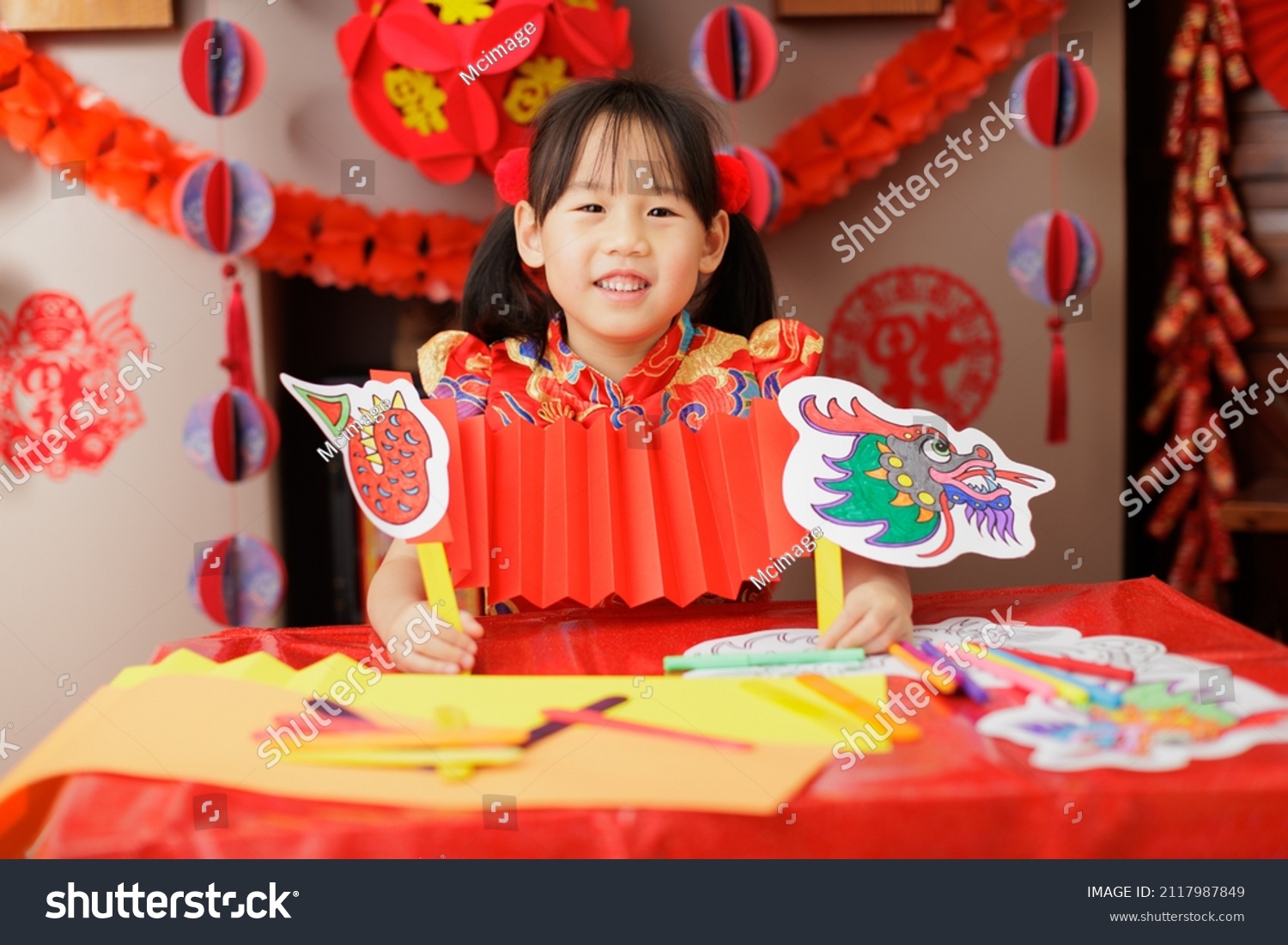 Young Chinese Girl Making Paper Craft Stock Photo 2117987849 | Shutterstock