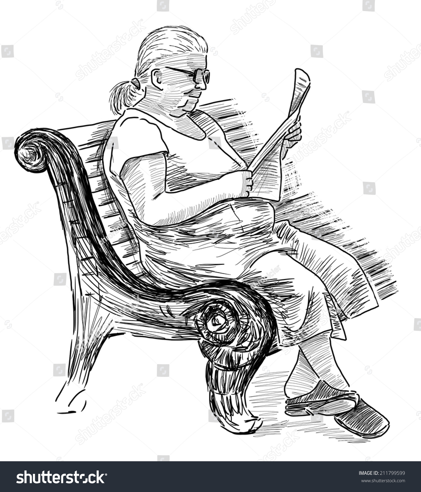 woman reading newspaper black and white