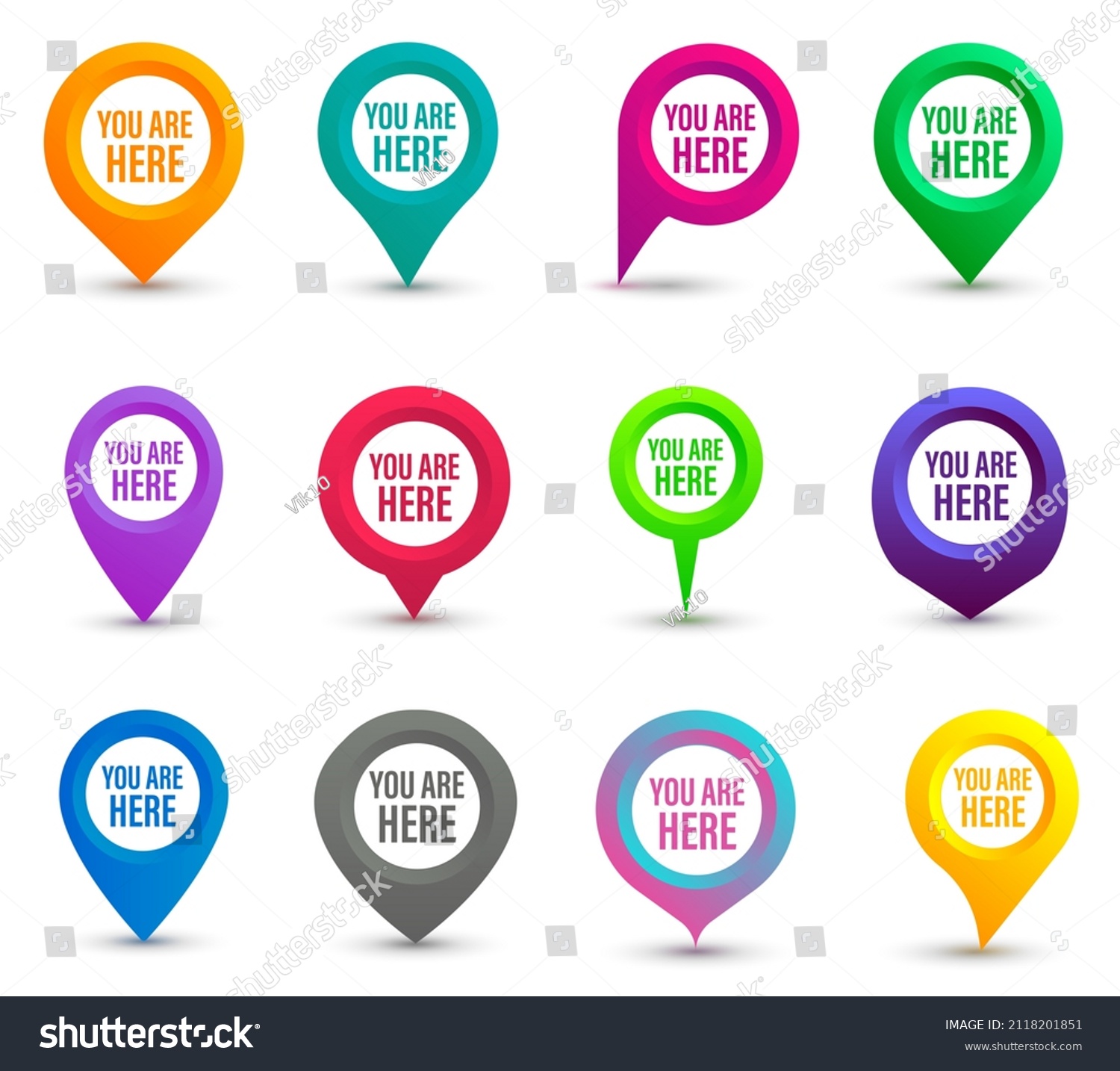 You Here Sign Icons Pin Marks Stock Vector (Royalty Free) 2118201851 ...