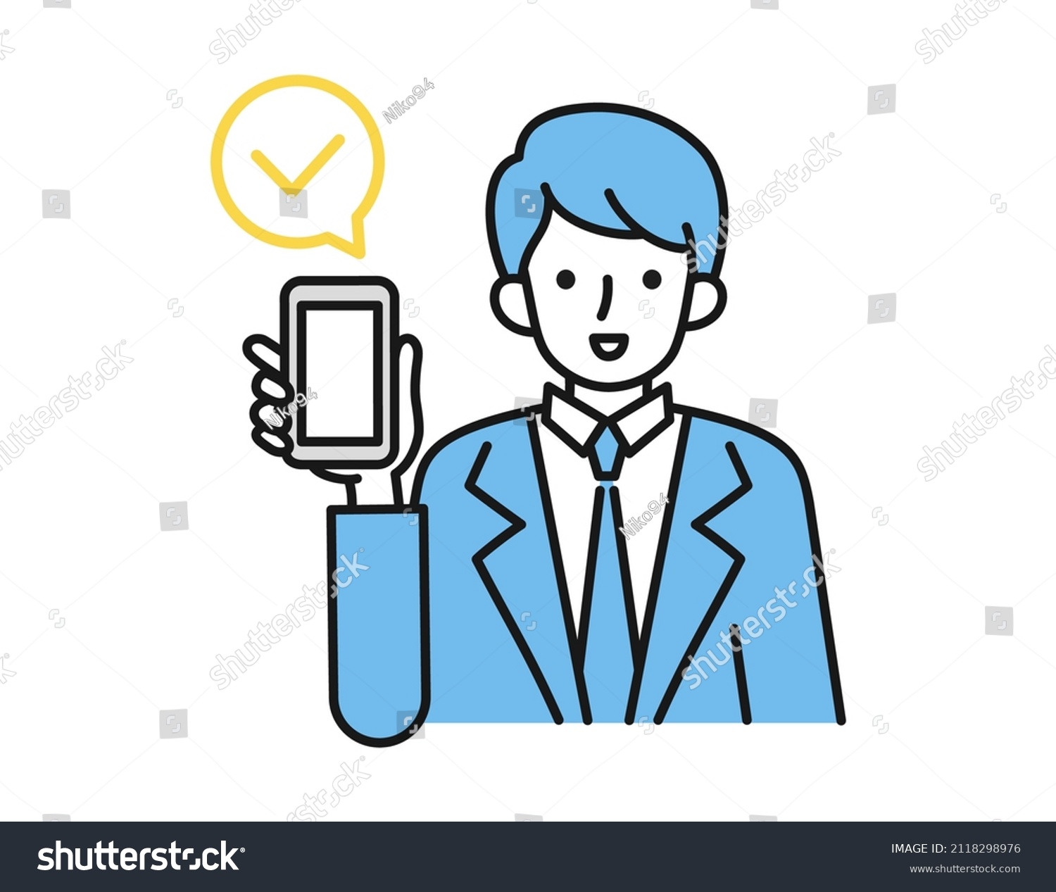 Clip Art Person Holding Cell Phone Stock Vector (Royalty Free