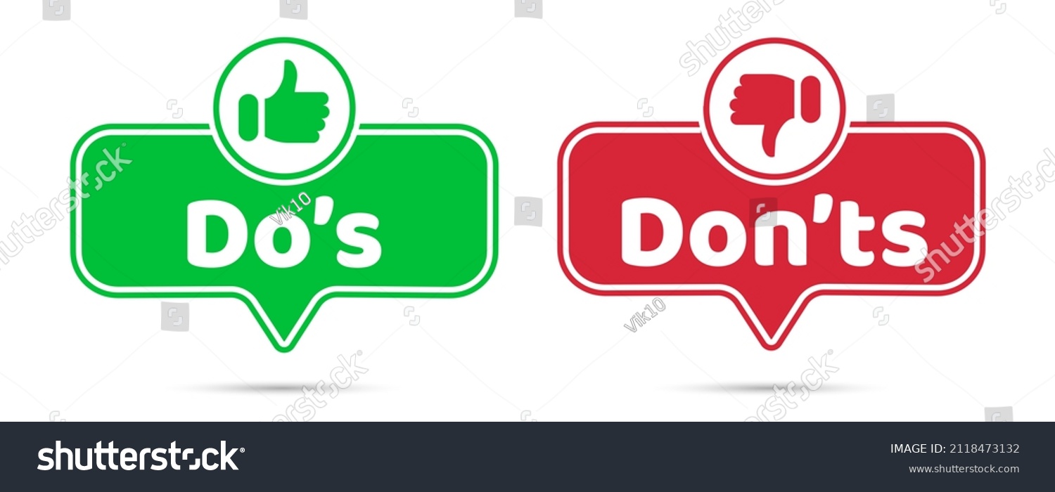 Dos Donts Like Thumbs Down Like Stock Vector (Royalty Free) 2118473132 ...