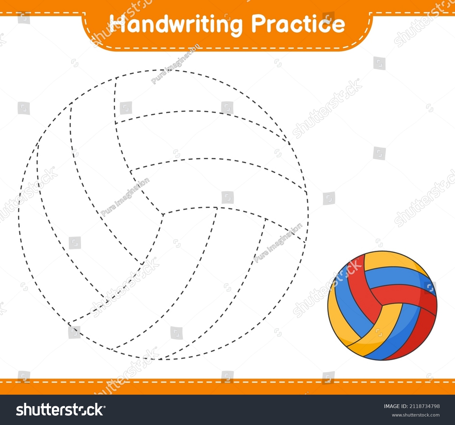 Handwriting Practice Tracing Lines Volleyball Educational: เวกเตอร์ ...