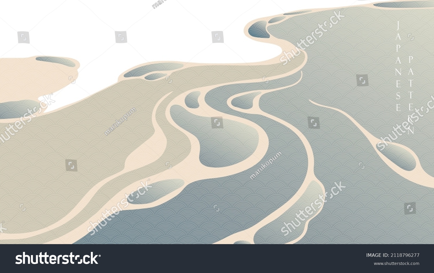 Japanese Background Hand Drawn Wave Vintage Stock Vector (Royalty Free ...