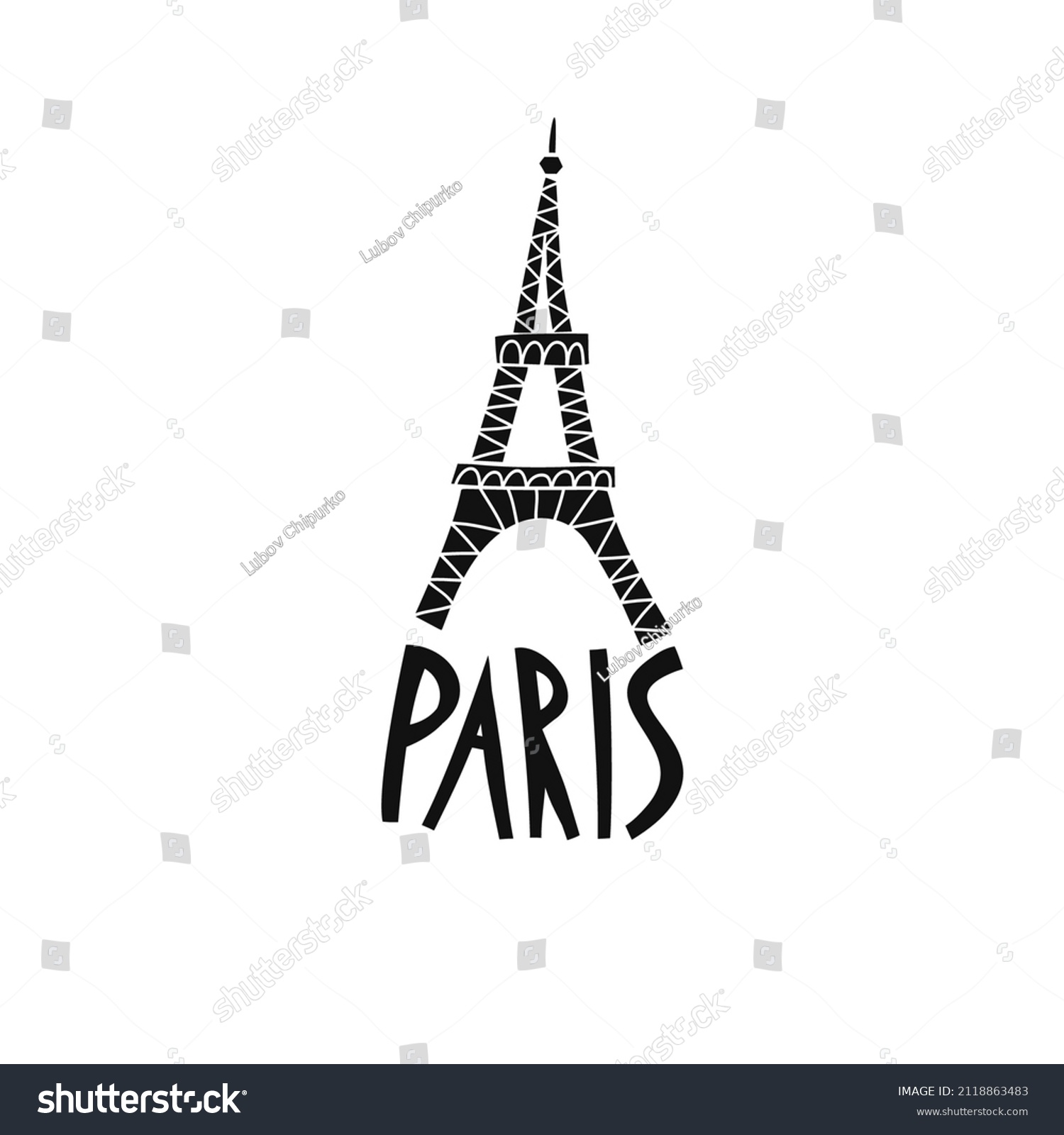 Vector Hand Drawn Symbol Paris Travel Stock Vector (Royalty Free ...