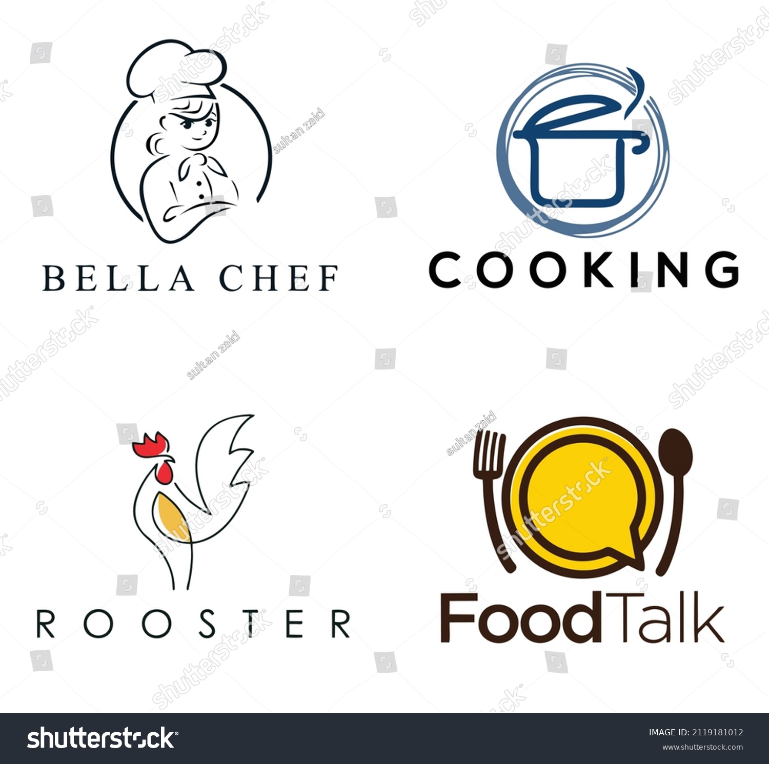 Collection Cook Chef Logos Characters Stock Vector (Royalty Free ...