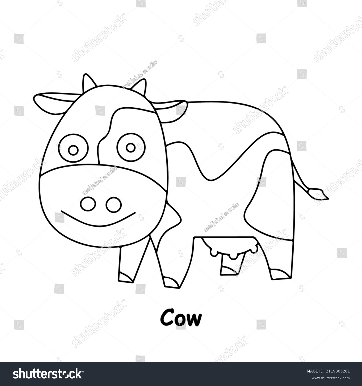 Cow Line Art Illustration Animal Vector Stock Vector (royalty Free 