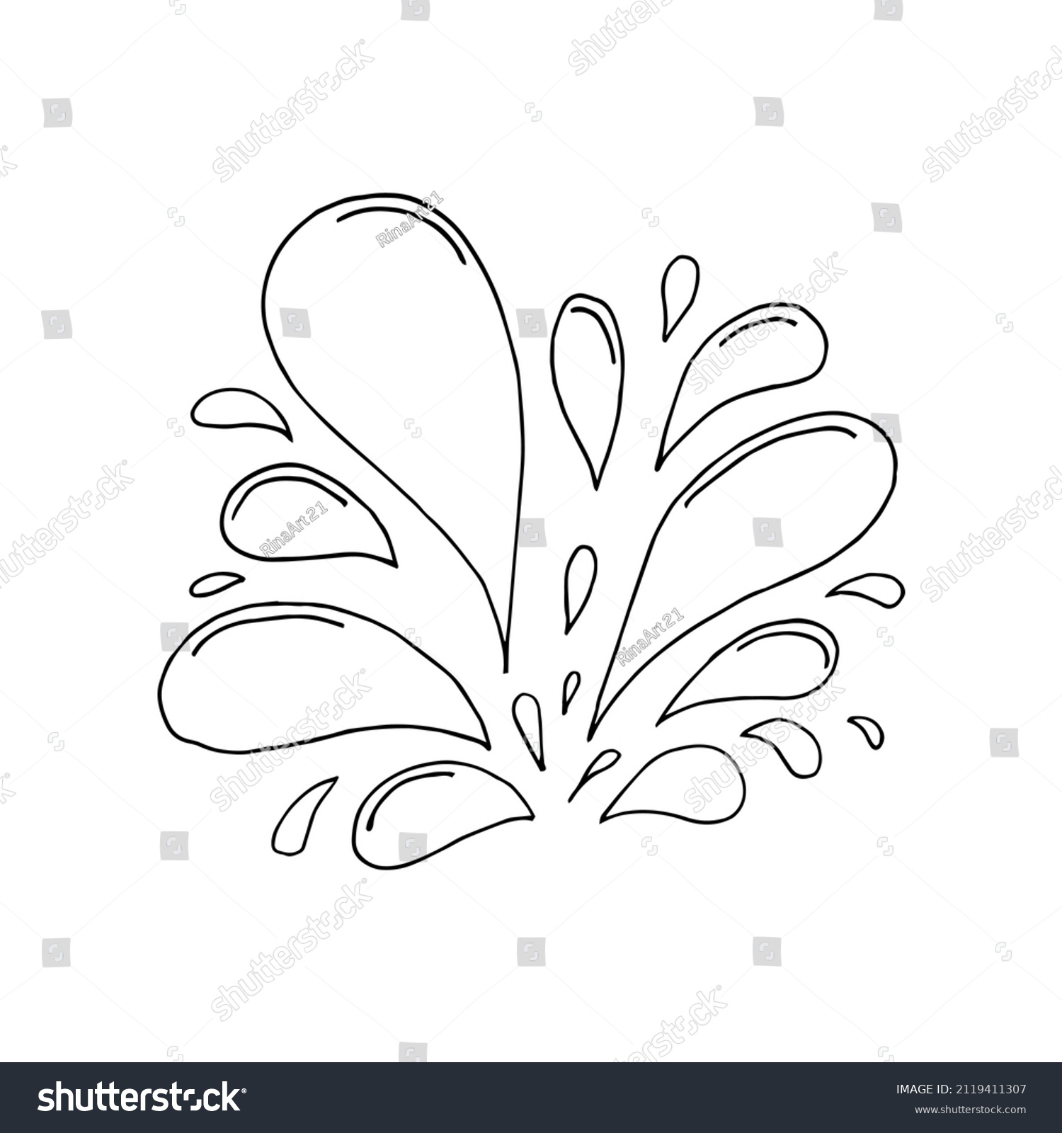 Doodle Water Burst Splash Illustration Hand Stock Vector (Royalty Free ...