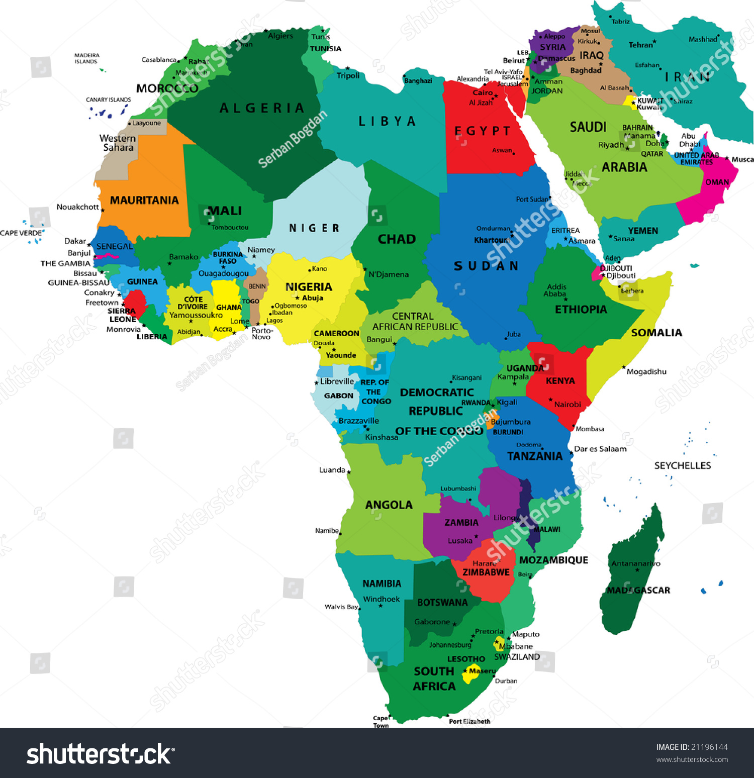 Africa Political Map Labeled Political Map Africa Stock Illustration 21196144 | Shutterstock