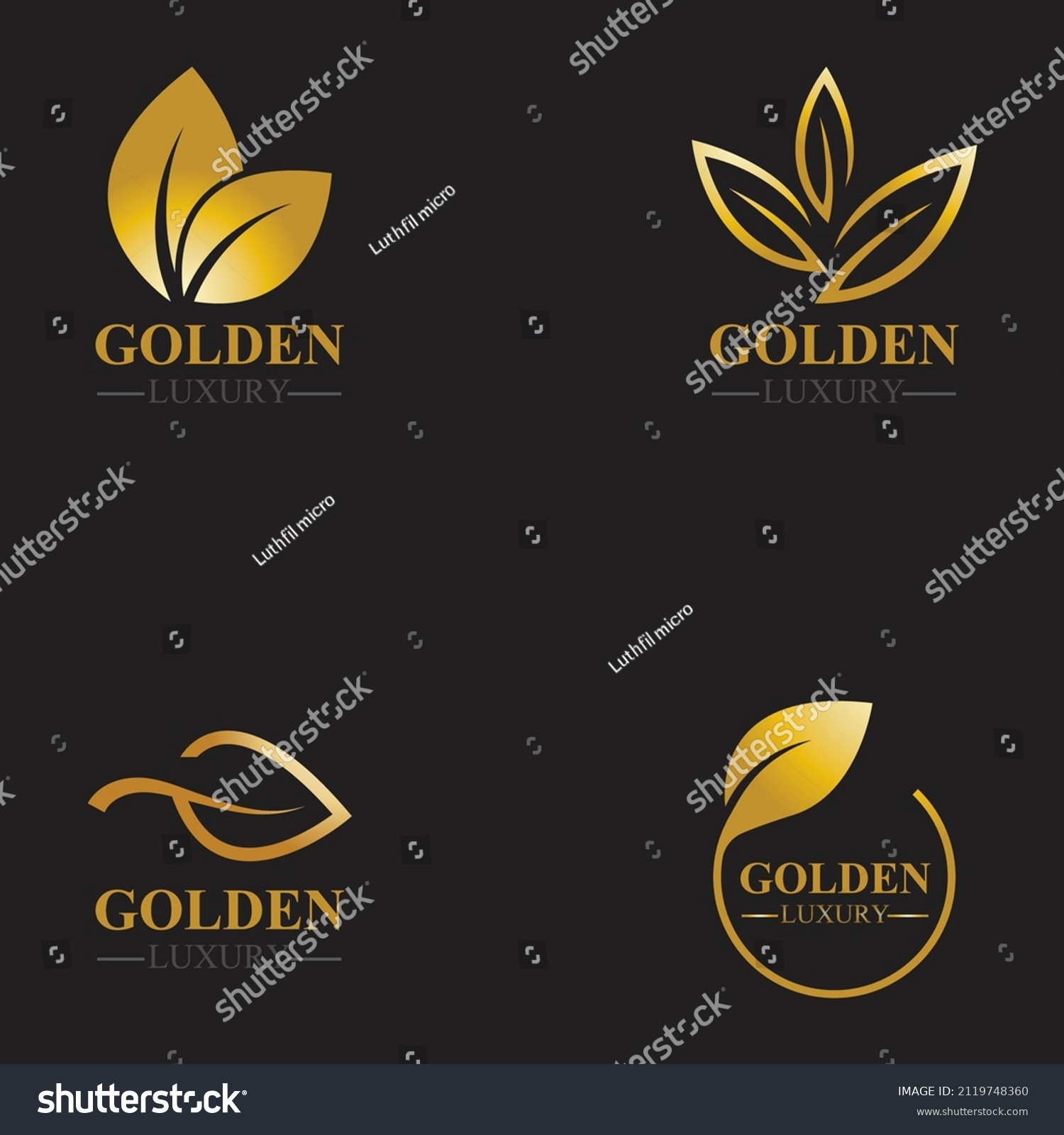 Golden Leaf Luxury Logo Icon Vector Stock Vector (Royalty Free ...