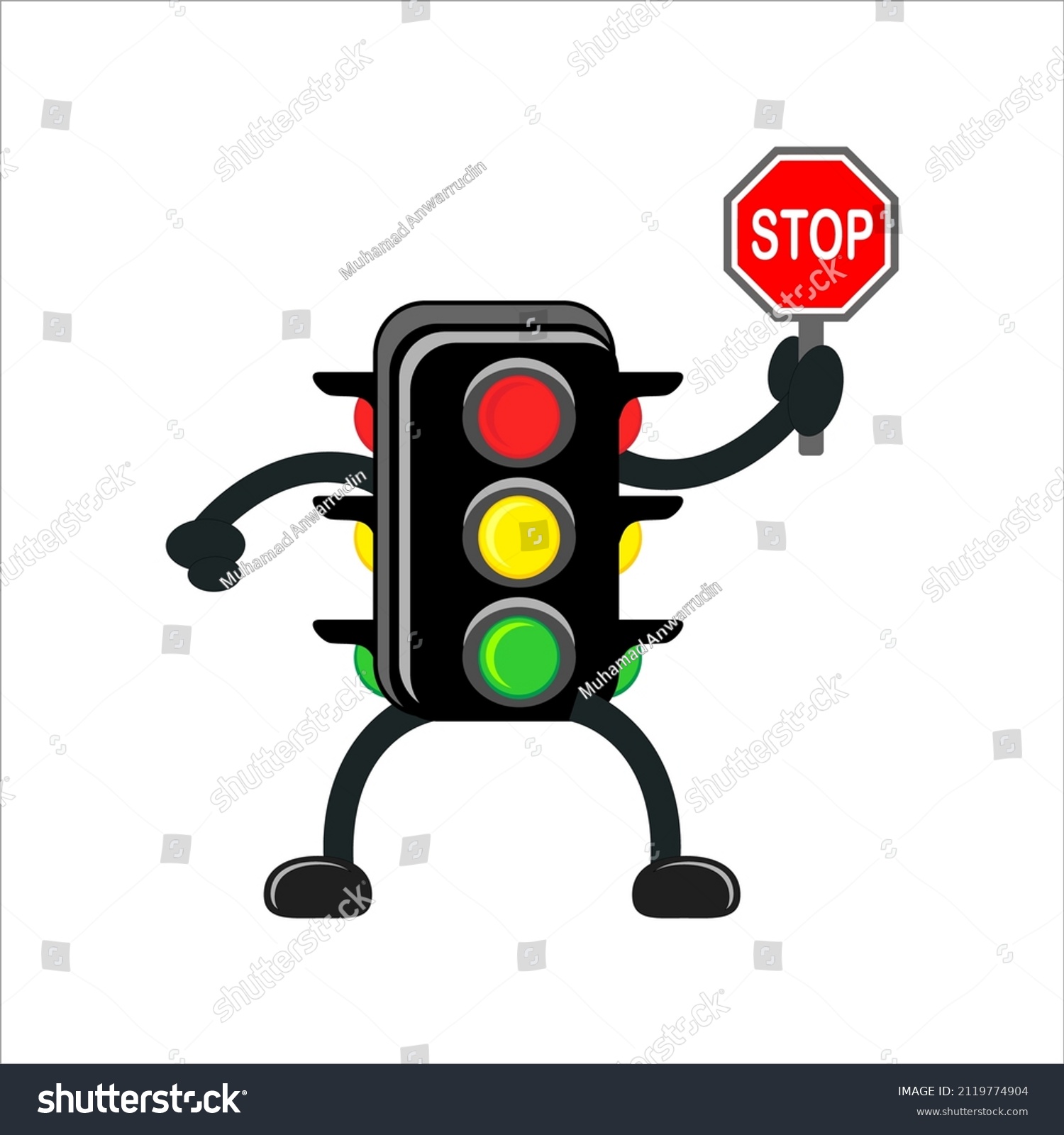 Traffic Light Stop Cartoon Vector Icon Stock Vector (Royalty Free ...