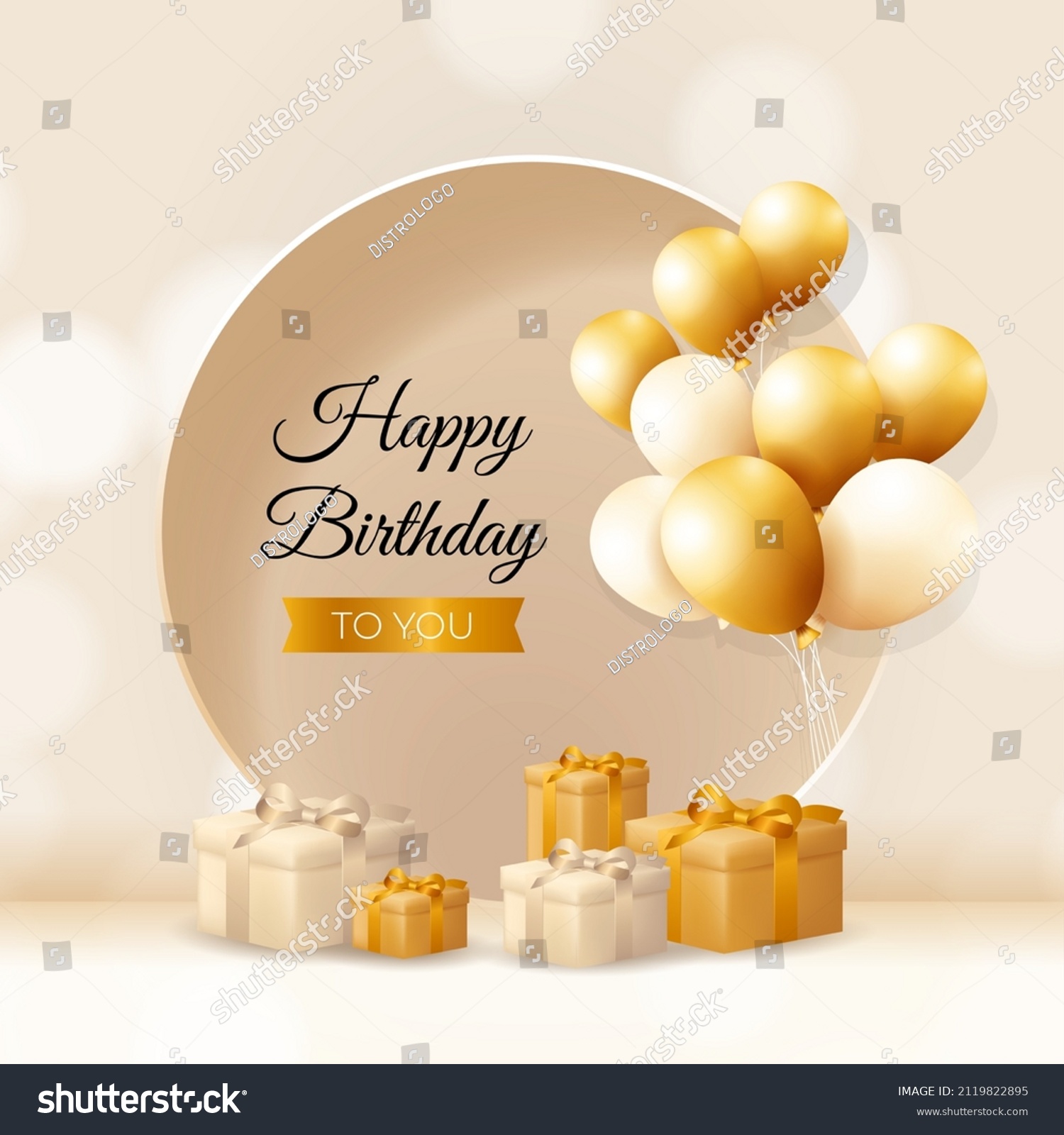 Happy Birthday Background Design Realistic Bunch Stock Vector (Royalty ...